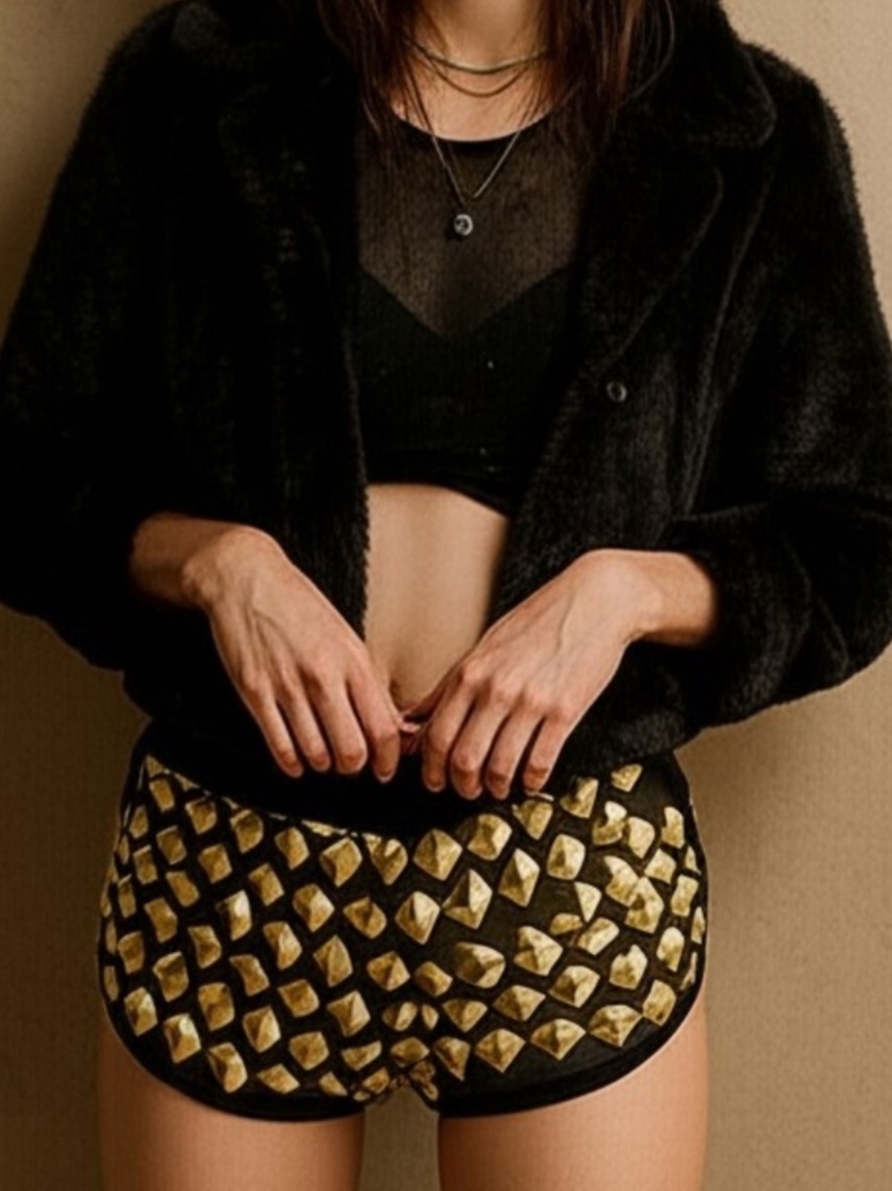 Sass & Bide‎ Metallic Gold Sequin Shorts Size S